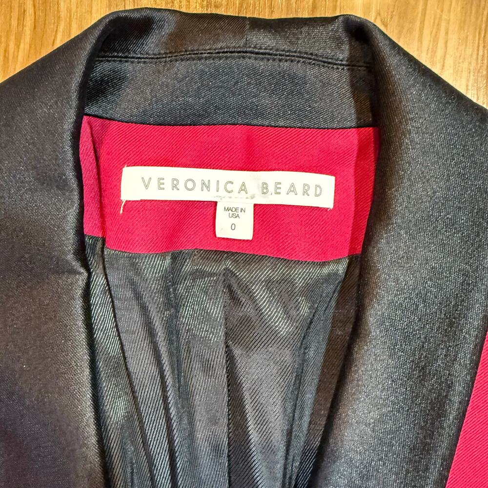 Veronica Beard Keaton Fuchsia Raspberry Single Button Tuxedo Shawl Lapel Jacket - Picture 2 of 8